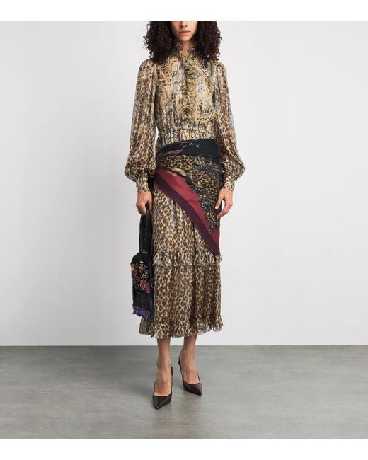 Etro Red Wool-Silk Paisley Aida Shawl