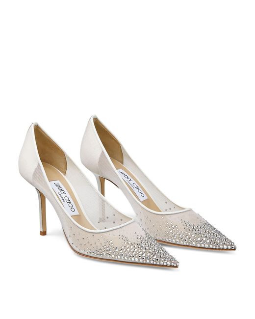 Jimmy Choo White Love 85 Embellished Pumps