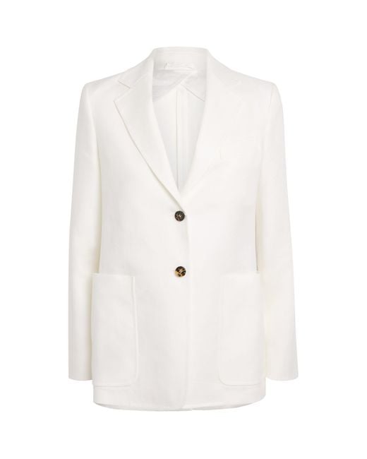 Max Mara White Linen Single-Breasted Blazer