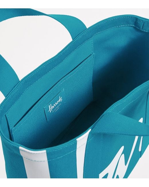 Harrods Blue Mini Cotton Logo Tote Bag