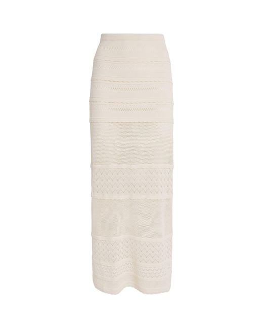 Devon Windsor White Crochet Yasmin Maxi Skirt