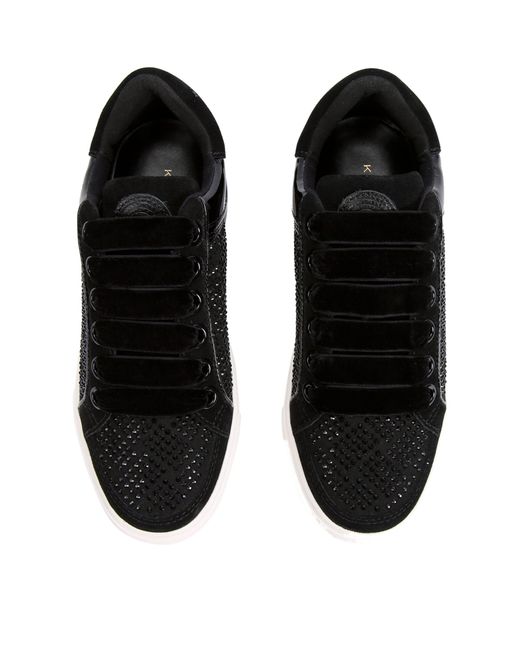 Kurt Geiger Black Embellished Leather Southbank Sneakers