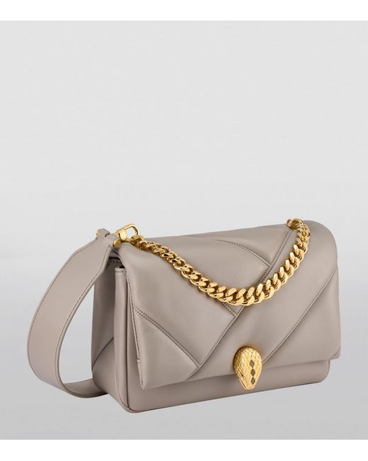 BVLGARI Gray Mini Serpenti Cabochon Cross-Body Bag