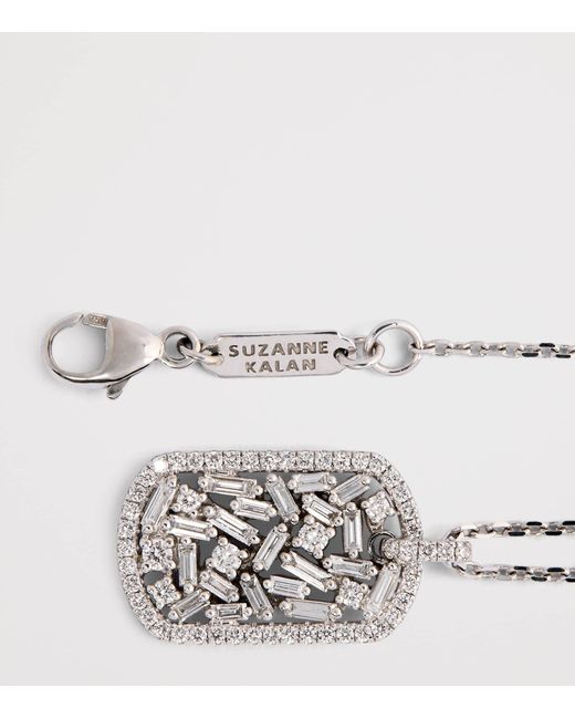 Suzanne Kalan Metallic And Diamond Medium Dog Tag Pendant Necklace