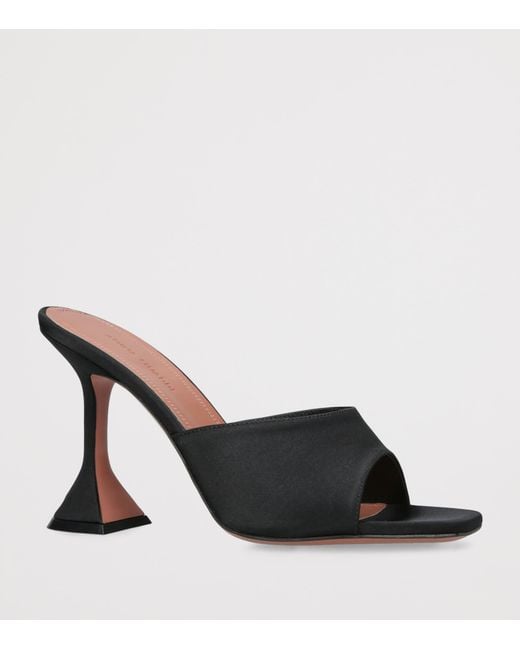 AMINA MUADDI Black Satin Lupita Heeled Mules 95