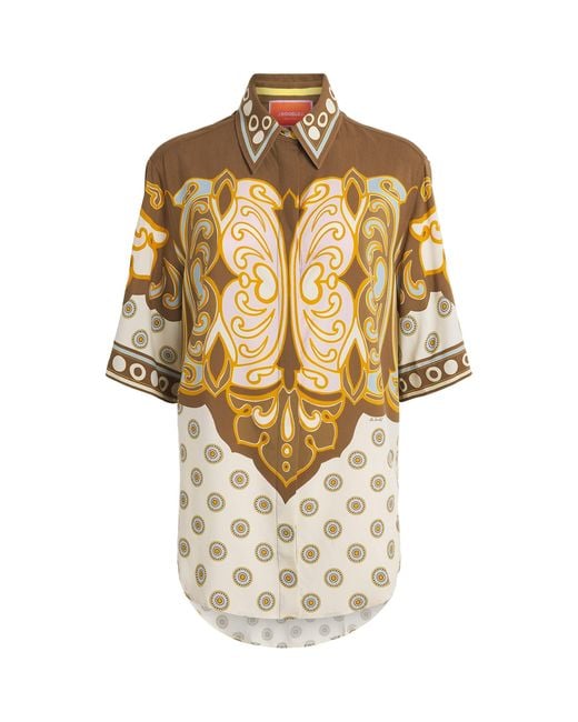 LaDoubleJ Metallic Cropped-Sleeve Geometric Shirt