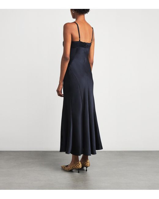 Sandro Blue Satin Maxi Dress