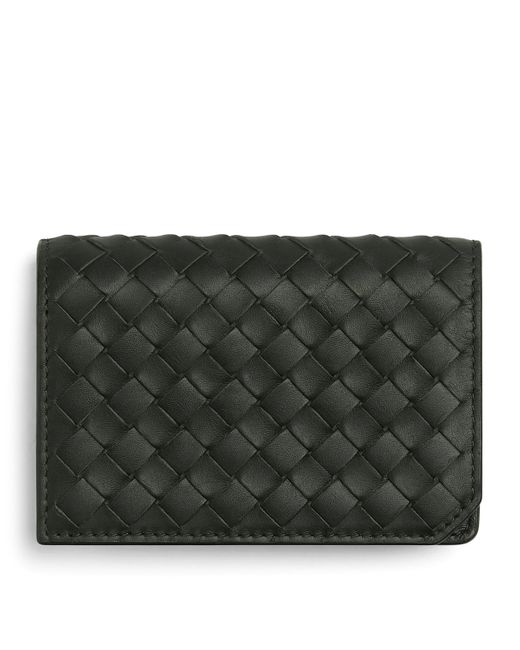 Bottega Veneta Black Leather Intrecciato Piccolo Card Holder for men