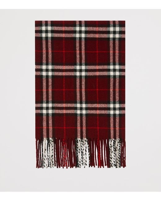 Burberry Red Cashmere-Blend Sparkle Check Scarf