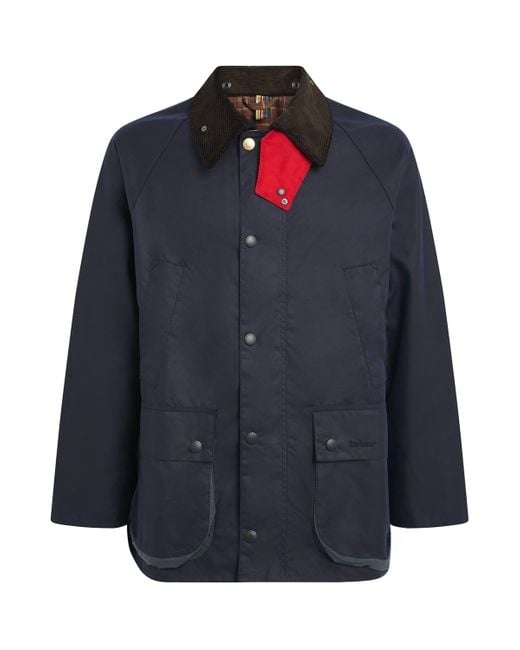 Barbour Blue X Paul Smith Waxed Oversized Bedale Jacket for men