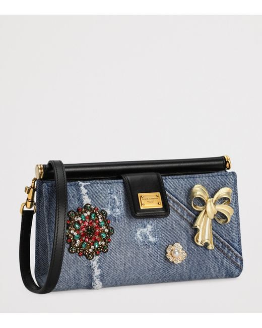 Dolce & Gabbana Blue Denim Embellished Mini Bag