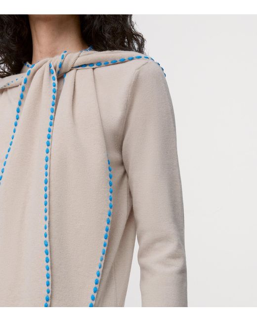 Loewe White Wool-Blend Scarf Sweater