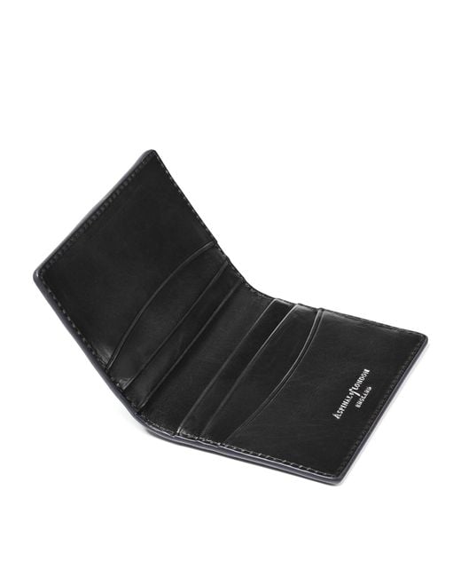 Aspinal Black Leather Double Fold Card Holder