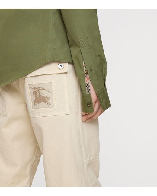 Burberry Green Cotton Poplin Ekd Shirt for men