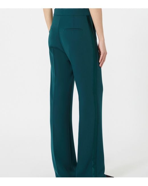 Max Mara Green Flared Tuxedo Trousers
