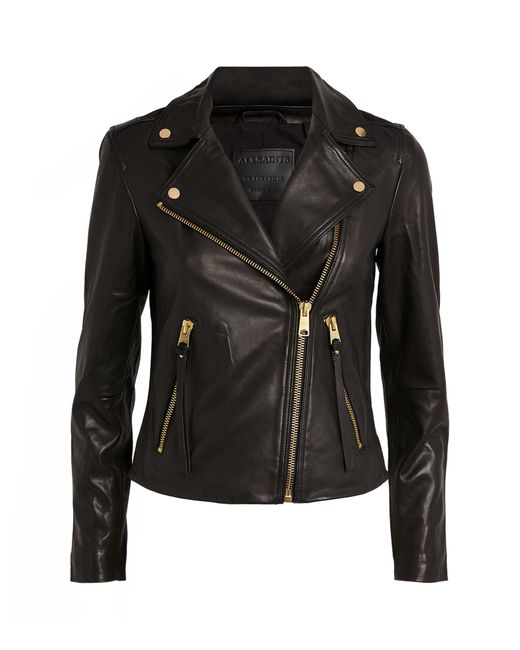 AllSaints Black Leather Dalby Biker Jacket