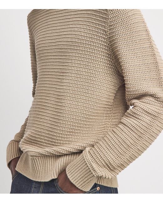 Vince Natural Cotton-Cashmere Waffle Knit Sweater for men