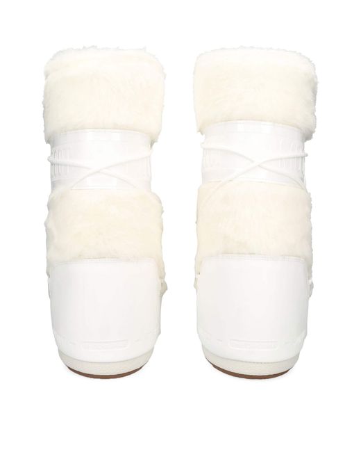 Moon Boot White Faux Fur Icon Boots