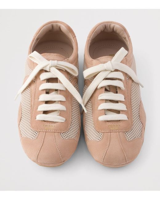 Prada Pink Suede And Mesh Montecarlo Re-Edition 2005 Sneakers