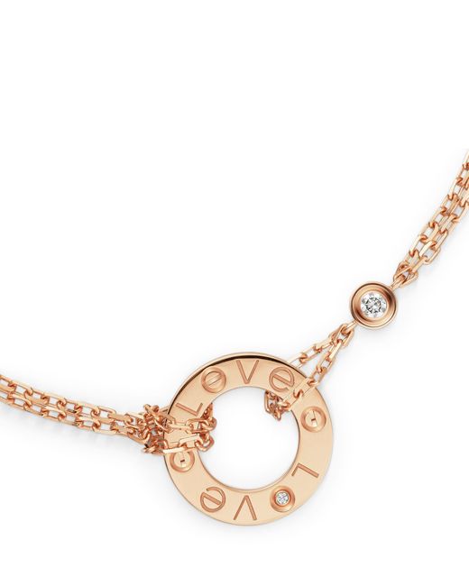 Cartier Metallic Rose Gold And Diamond Love Chain Bracelet