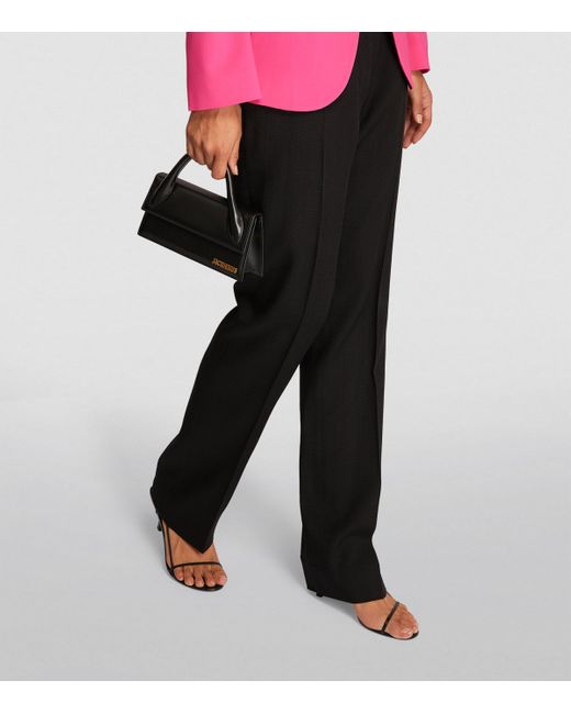 Jacquemus Black Leather Le Chiquito Long Top-Handle Bag