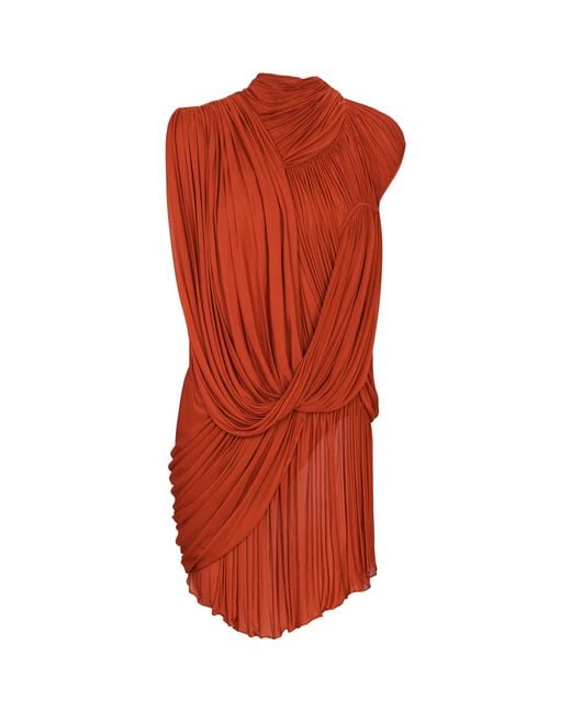 Balmain Red Jersey Draped Mini Dress