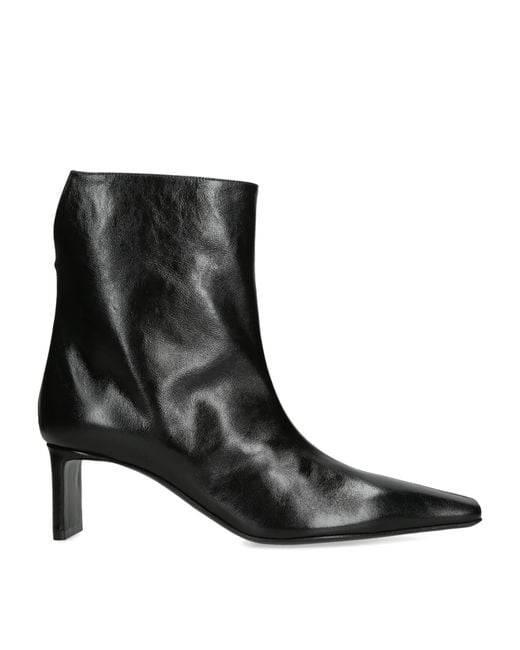 Khaite Black Leather Ona Ankle Boots 55