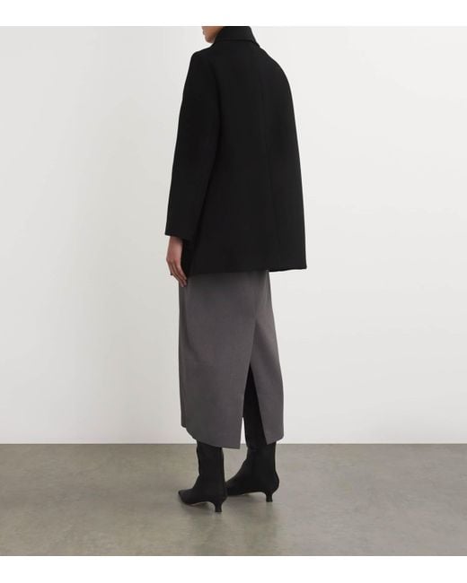 Maje Black Wool-Blend Pea Coat