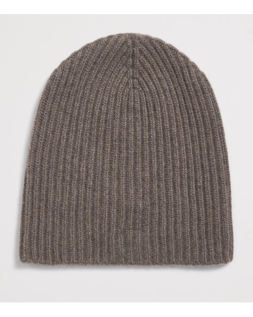 Johnstons Gray Cashmere Ribbed Beanie for men