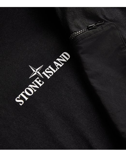 Stone Island Black Cotton Zipped-Pocket T-Shirt for men