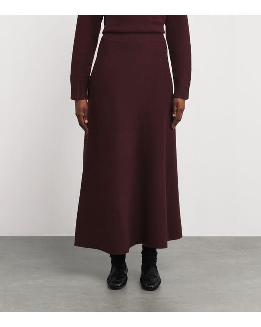 Max Mara Purple Wool-Cashmere Knitted Midi Skirt