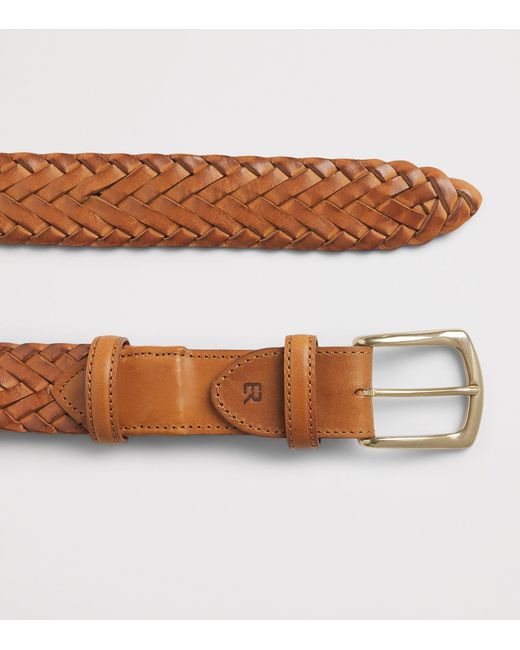 Elliot Rhodes Brown Leather Braided Belt for men
