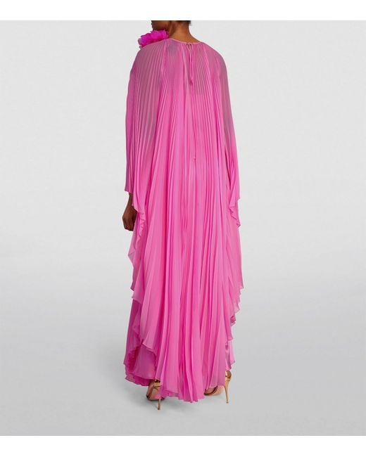 Max Mara Pink Tulle Pleated Maxi Dress