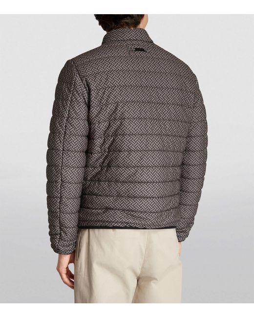 Emporio Armani Gray Geometric Print Puffer Jacket for men