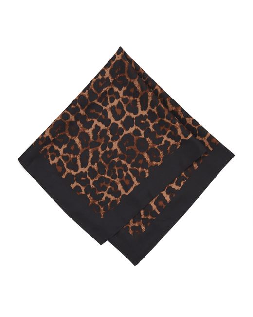 Anine Bing Brown Silk Twill Leopard Print York Scarf