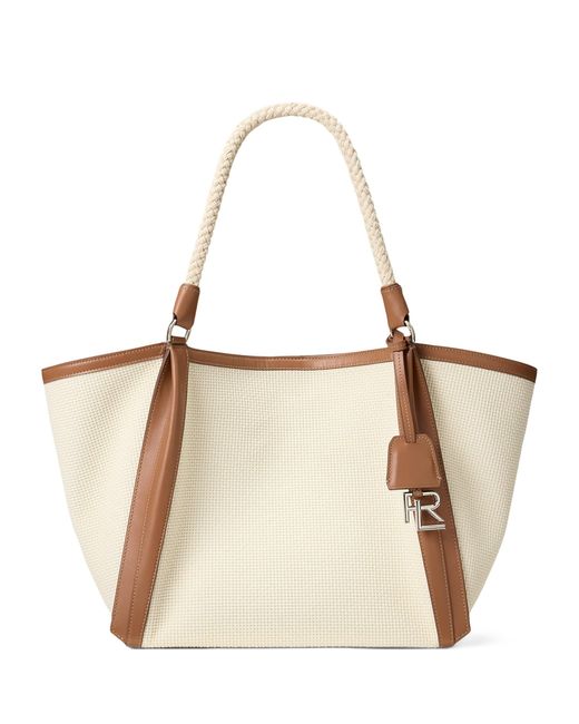 Ralph Lauren Natural Woven Calfskin-Trim Rl 888 Tote Bag