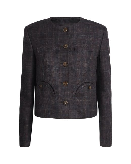 Blazé Milano Black Virgin Wool-Blend Cropped Jacket