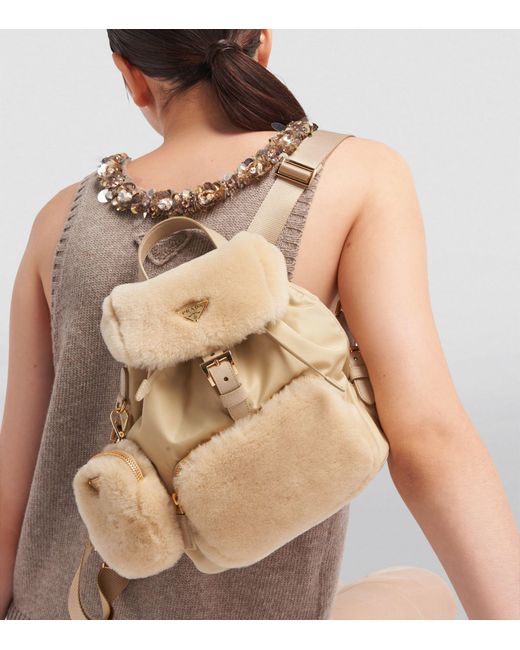 Prada Natural Re-nylon-shearling Backpack