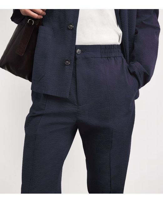 A.P.C. Blue Cotton Pleated Trousers for men