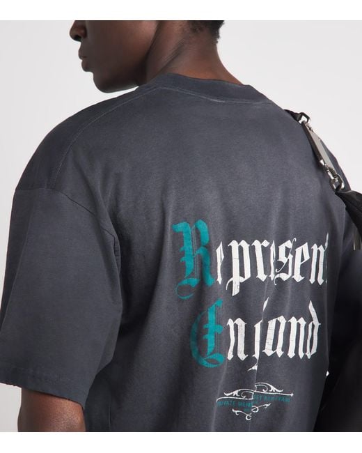 Represent Black Cotton Private Members T-Shirt for men