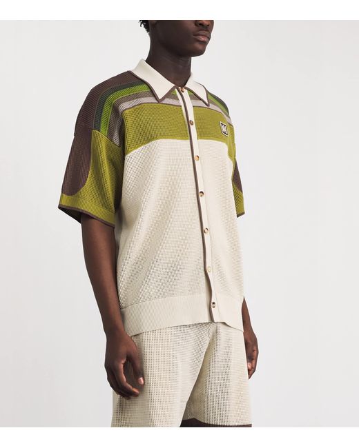 Amiri Green Mesh Logo Oversized Short-Sleeve Shirt for men