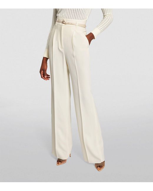 Max Mara White Belted High-rise Wide-leg Trousers