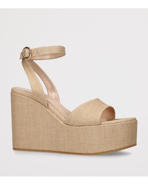 Gianvito Rossi Natural Raffia Virginie Wedge Sandals 60