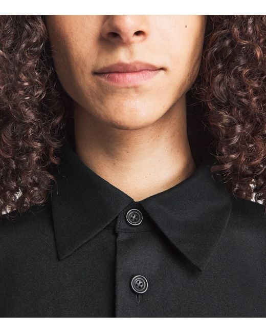 Eskandar Black Virgin Wool-Cashmere Wide Midi Shirt Dress