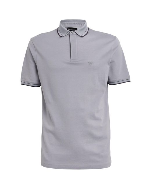 Emporio Armani Gray Contrast-trim Polo Shirt for men
