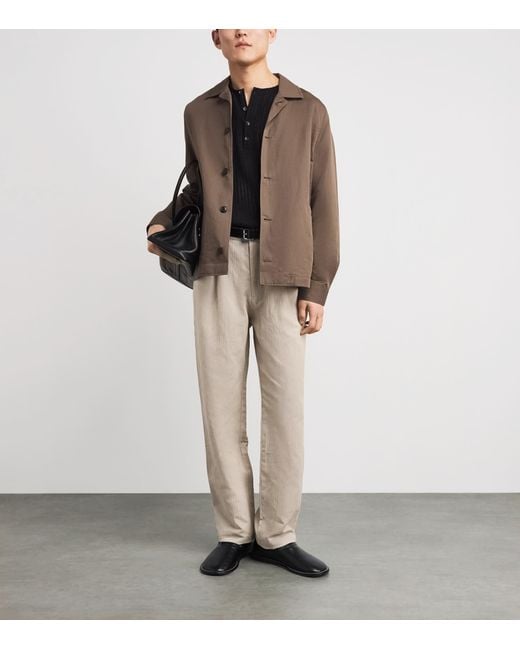 Oliver Spencer Natural Linen-Cotton Morton Pleated Trousers for men