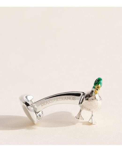 Deakin & Francis Natural Sterling And Enamel Duck Cufflinks for men