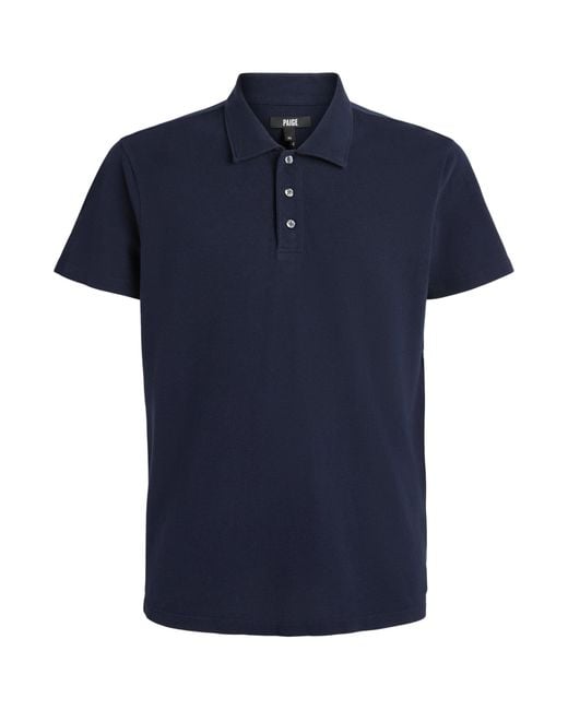 PAIGE Blue Cotton Demille Polo Shirt for men