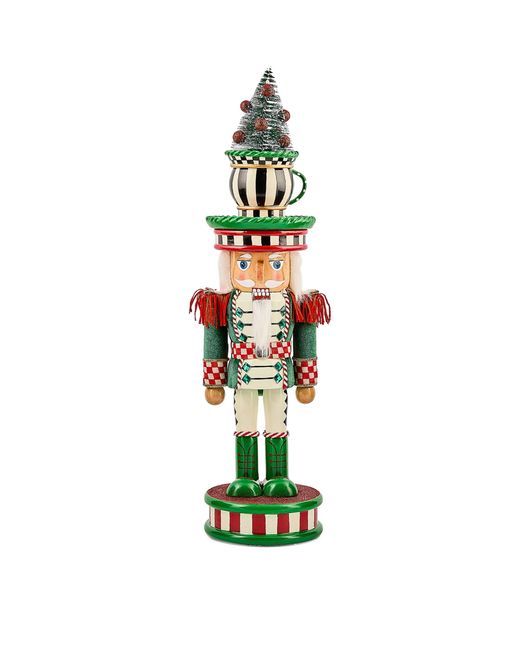 Mackenzie-Childs Green Check It Out Teacup Nutcracker