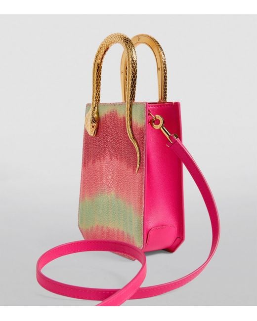 BVLGARI Pink Galuchat Leather Serpentine Cross-Body Bag